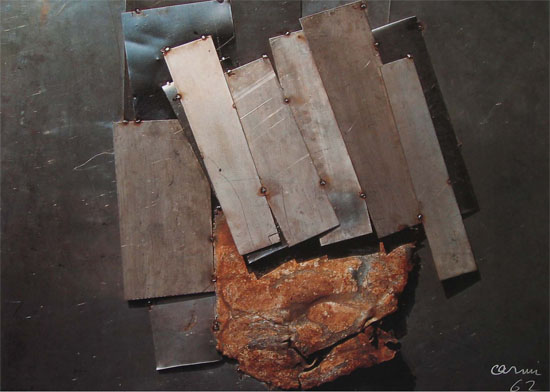 Scultura in ferro e acciaio 'Appunti sul nostro tempo' (Eugenio Carmi, 1962).