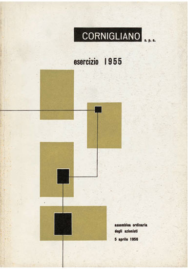 Copertina bilancio Cornigliano Spa (Eugenio Carmi, 1956).